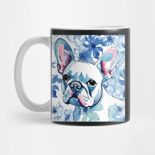 Blue Frenchie, watercolor portrait of French Bulldog Mug